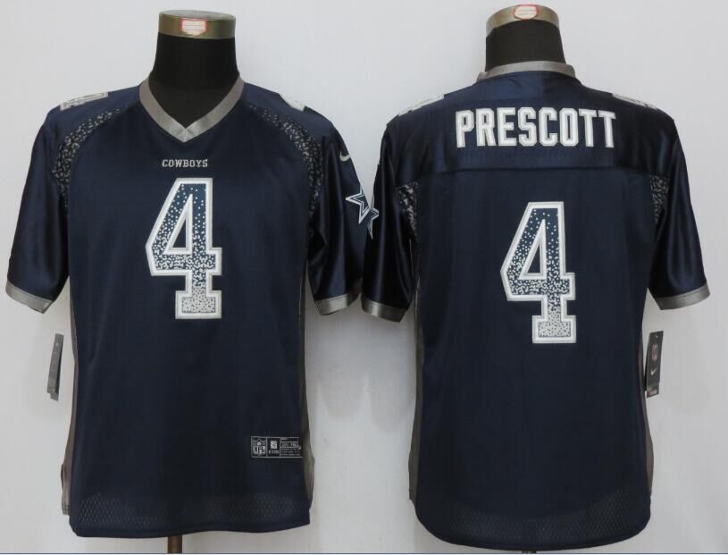 Women NEW Nike Dallas cowboys 4 Prescott Drift Fashion Blue Elite Jersey