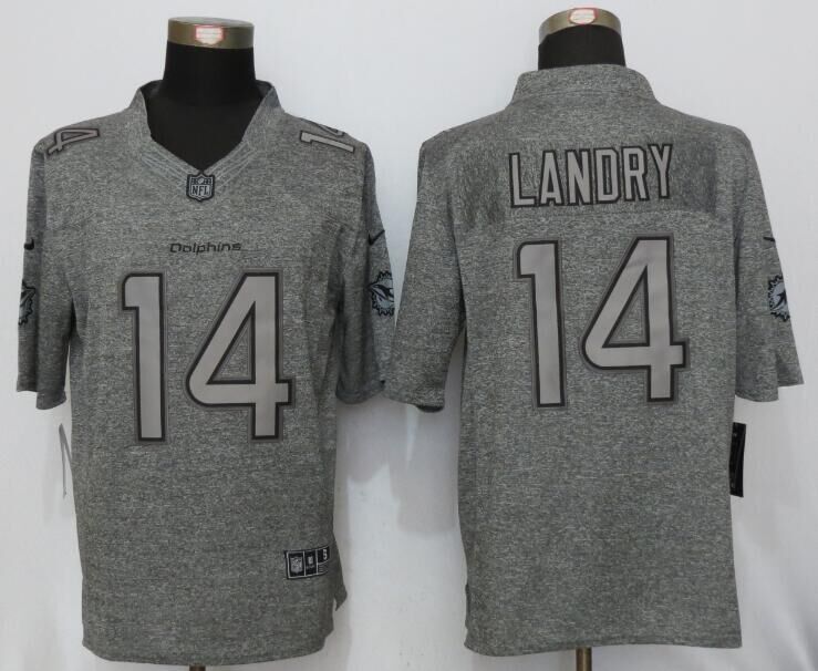 New Nike Miami Dolphins 14 Landry Gray Mens Stitched Gridiron Gray Limited Jersey