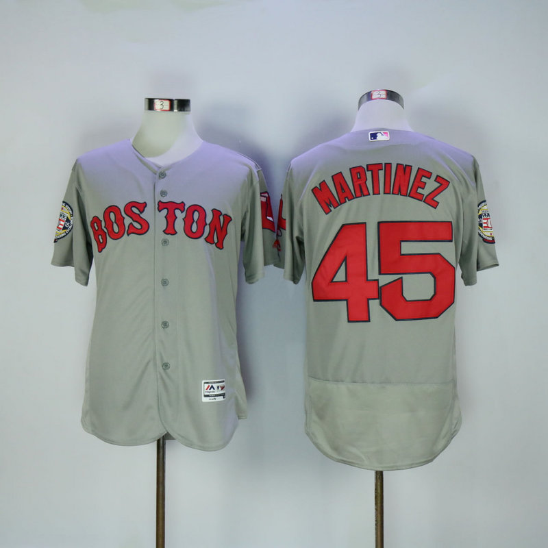 MLB Boston Red Sox #45 Martinez Grey Elite Jersey with Patch