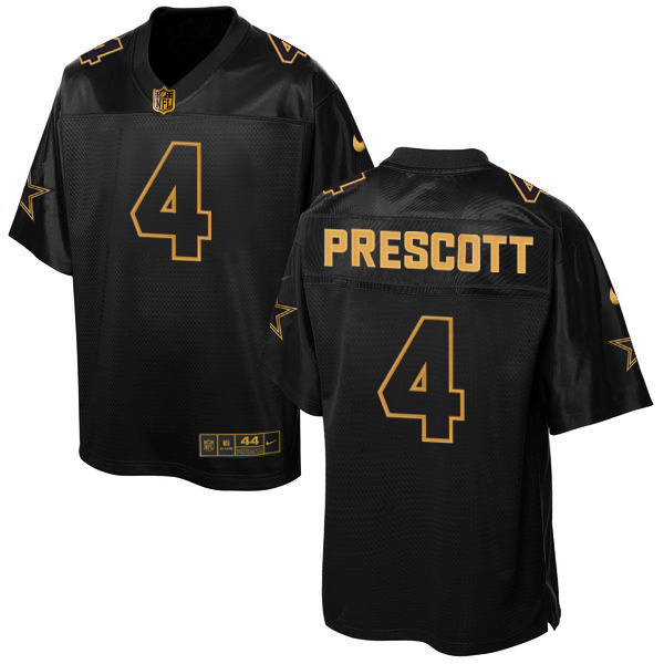 NFL Dallas Cowboys #4 Prescott Black Gold Elite Jersey