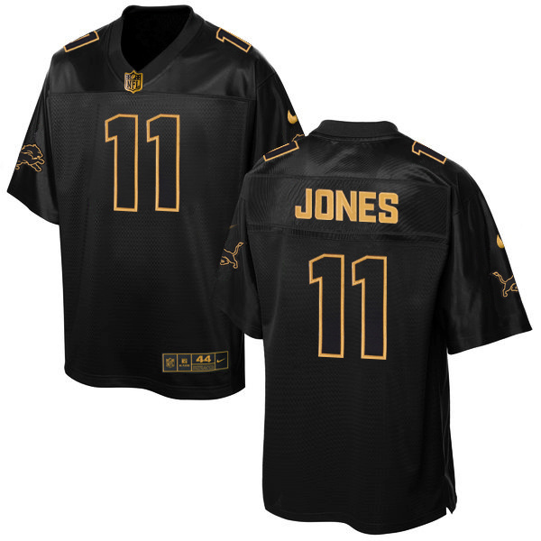 NFL Detriot Lions #11 Jones Black Gold Elite Jersey