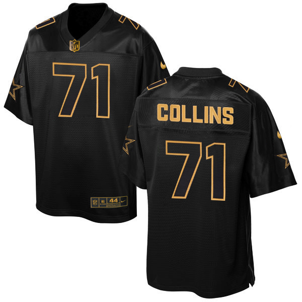 NFL Dallas Cowboys #71 Collins Black Gold Elite Jersey