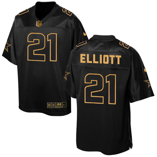 NFL Dallas Cowboys #21 Elliott Black Gold Elite Jersey