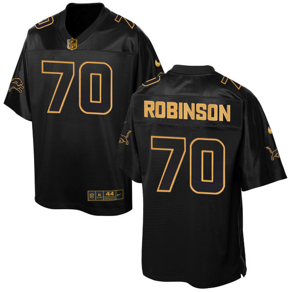 NFL Detriot Lions #70 Robinson Black Gold Elite Jersey