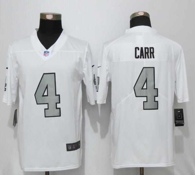 New Nike Oakland Raiders 4 Carr Navy White Color Rush Limited Jersey