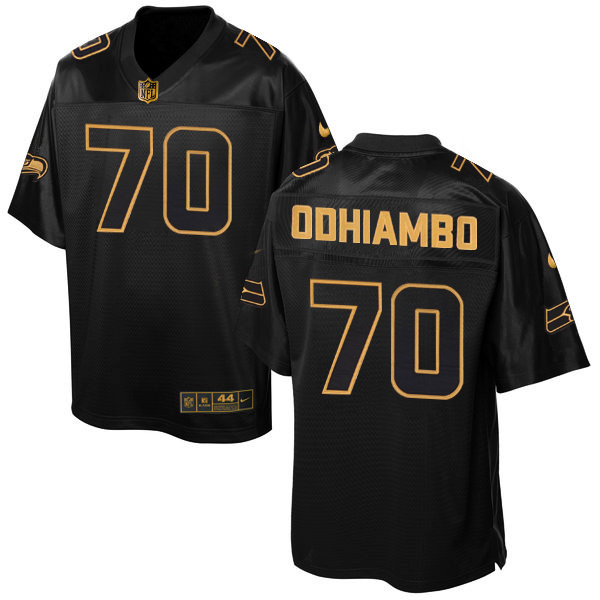 NFL Seattle Seahawks #70 Odhiambo Black Gold Elite Jersey