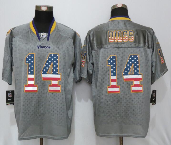 New Nike Minnesota Vikings 14 Dlggs USA Flag Fashion Gray Elite Jerseys  