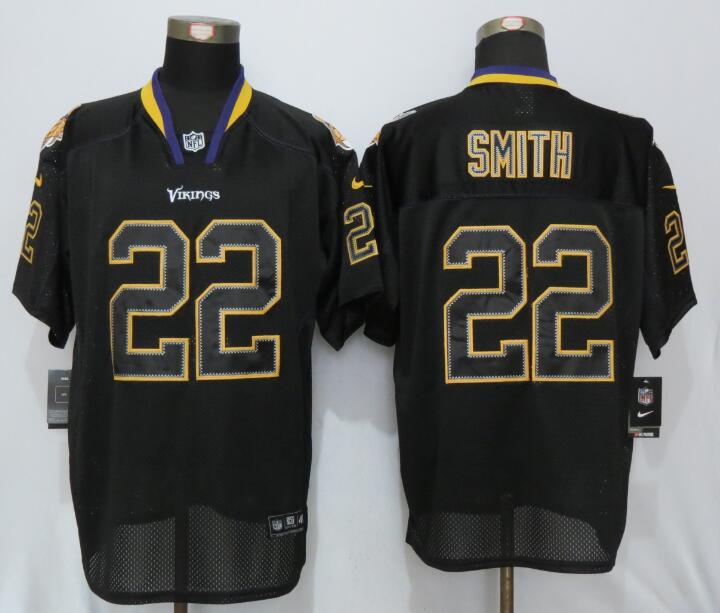 New Nike Minnesota Vikings 22 Smith Lights Out Black Elite Jerseys  