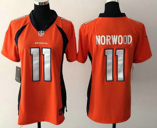 Women NFL Denver Broncos #11 Norwood Orange Jersey