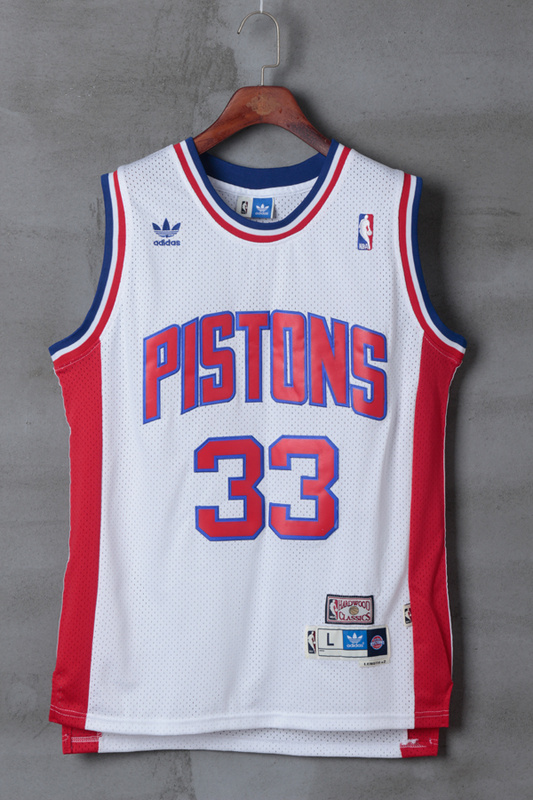 NBA Detroit Pistons #33 Hill White Throwback Jersey