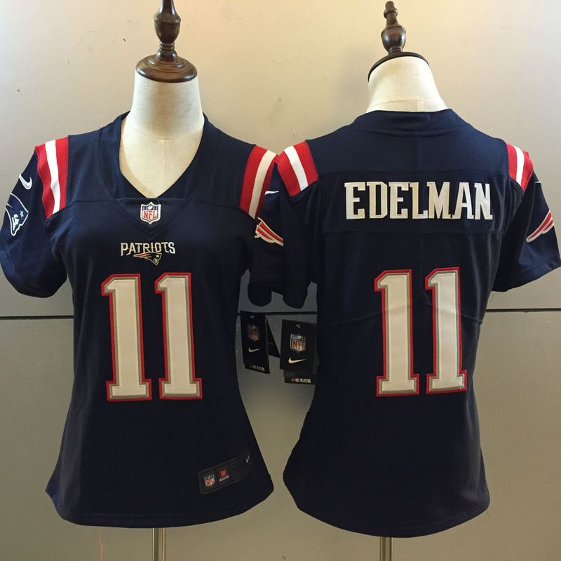 Womens NFL New England Patriots #11 Edelman Blue Color Rush Jersey
