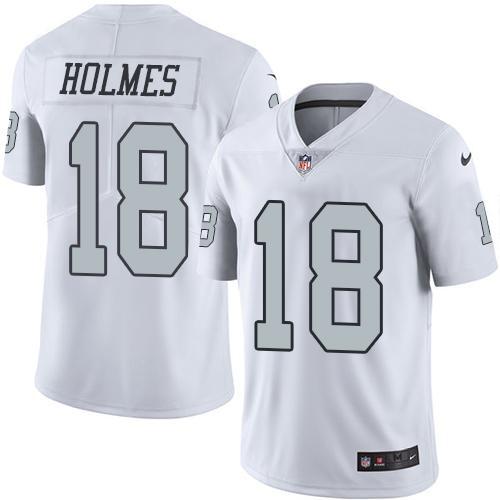 NFL Oakland Raiders #18 Holmes White Color Rush Jersey