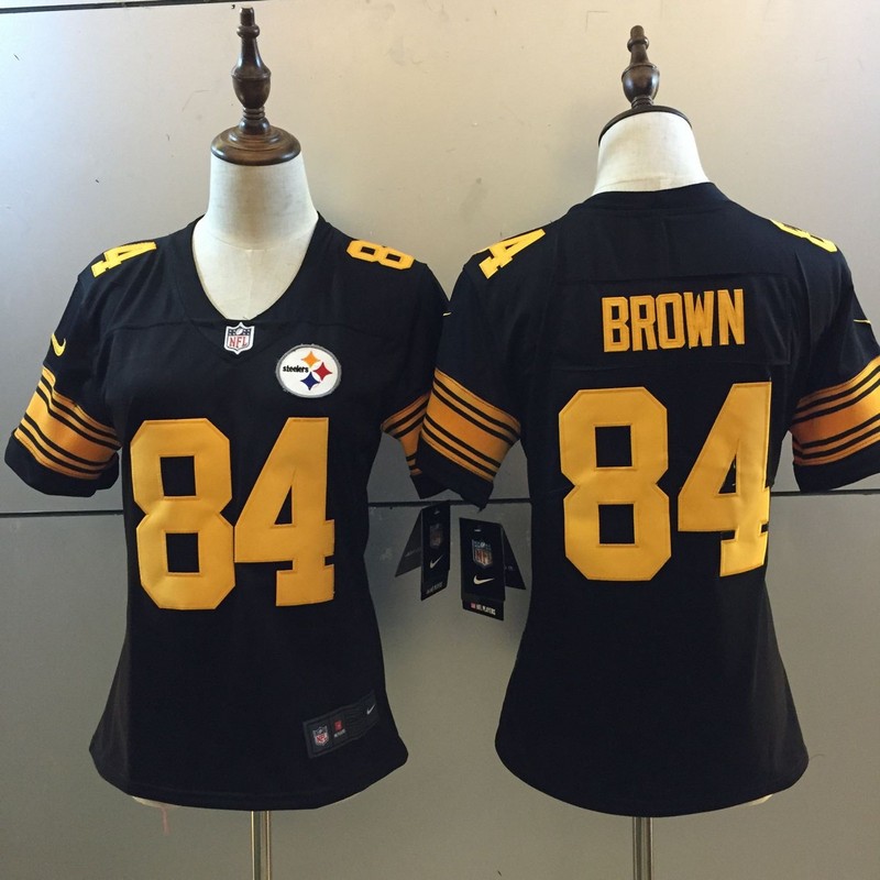 Womens NFL Pittsburgh Steelers #84 Brown Black Color Rush Jersey