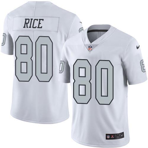 NFL Oakland Raiders #80 Rice White Color Rush Jersey