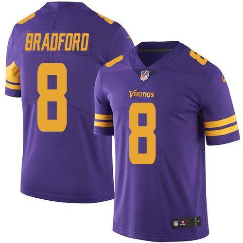 NFL Nike Minnesota Vikings #8 Bradford Purple Color Rush Jersey