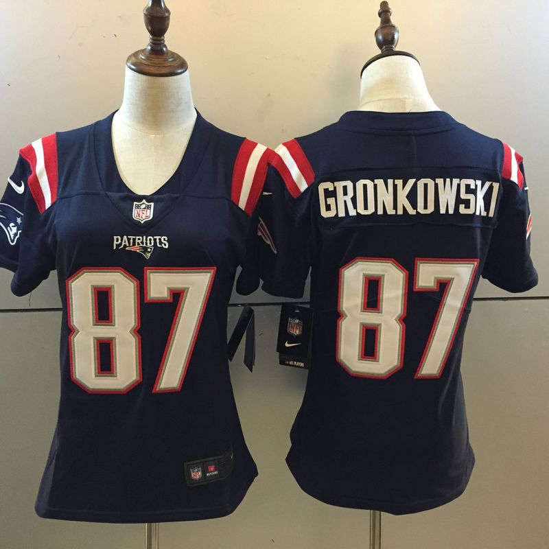Womens NFL New England Patriots #87 Gronkowski Blue Color Rush Jersey