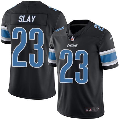 NFL Detriot Lions #23 Slay Black Color Rush Jersey