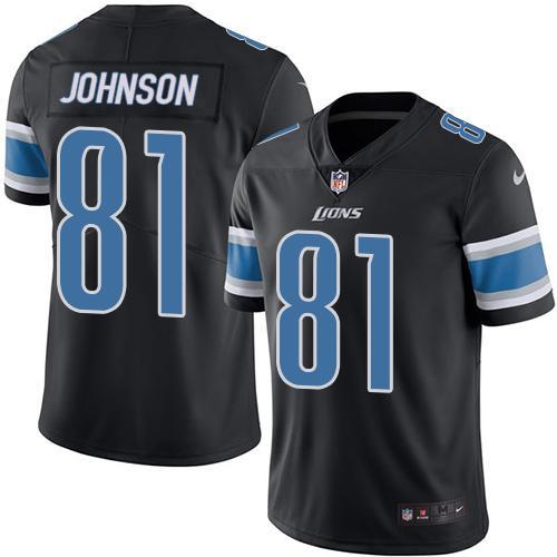 NFL Detriot Lions #81 Johnson Black Color Rush Jersey