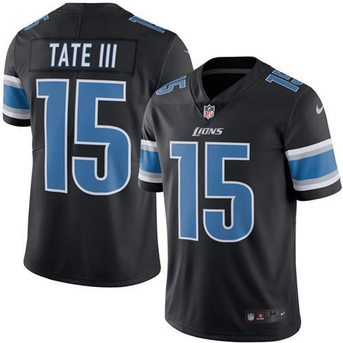 NFL Detriot Lions #15 Tate III Black Color Rush Jersey