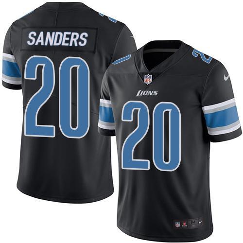 NFL Detriot Lions #20 Sanders Black Color Rush Jersey