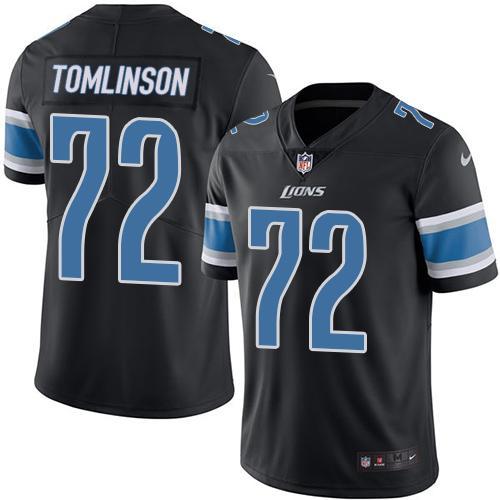 NFL Detriot Lions #72 Tomlinson Black Color Rush Jersey
