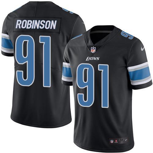 NFL Detriot Lions #91 Robinson Black Color Rush Jersey