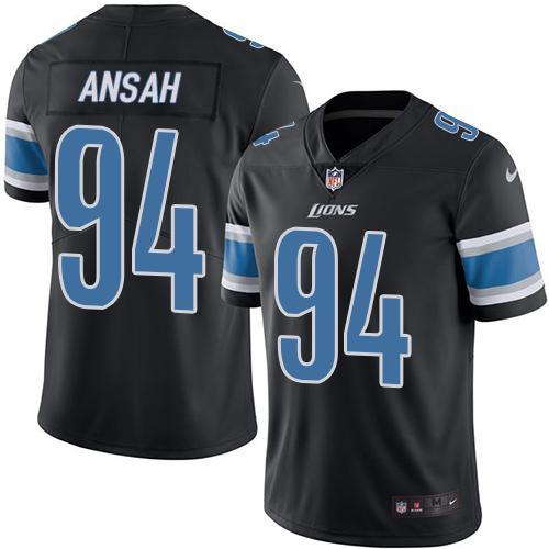 NFL Detriot Lions #94 Ansah Black Color Rush Jersey