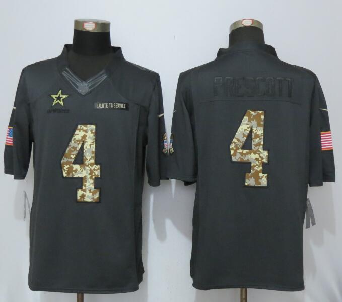 Nike Dallas Cowboys 4 Prescott Anthracite Salute To Service Limited Jersey  