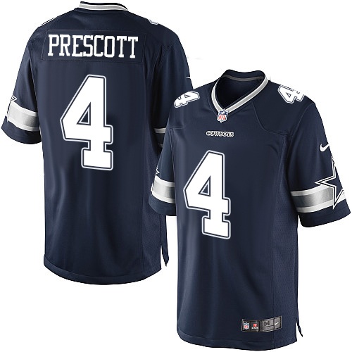 NFL Dallas Cowboys #4 Prescott Blue Kids Jersey