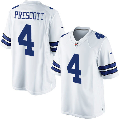 NFL Dallas Cowboys #4 Prescott White Kids Jersey