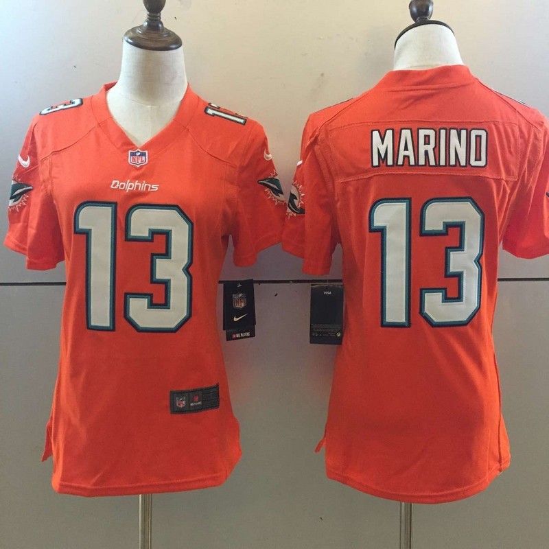 NFL Miami Dolphins #13 Marino Orange Color Rush Women Jersey