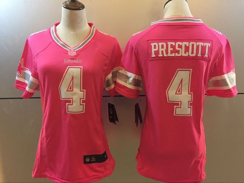 NFL Dallas Cowboys #4 Prescott Pink Women Jersey