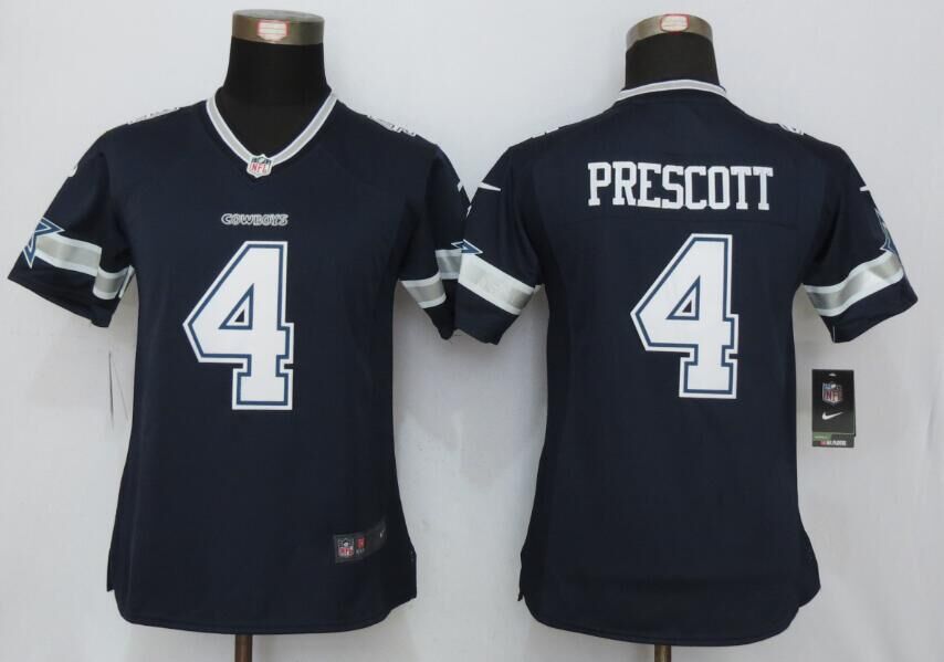 Women Nike Dallas cowboys #4 Prescott Blue Jersey