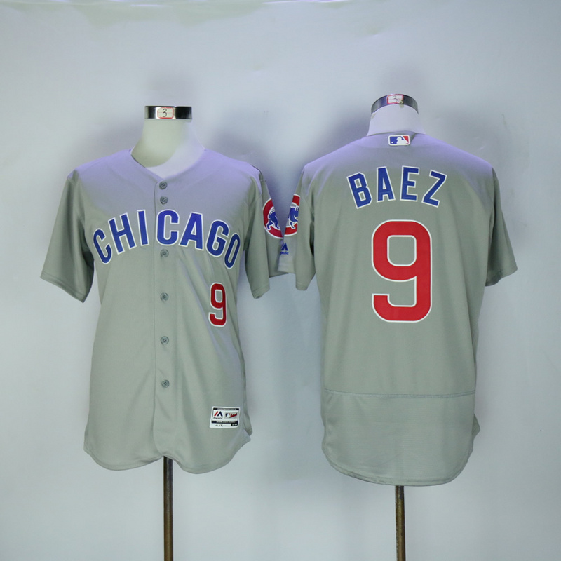 MLB Chicago Cubs #9 Baez Grey Elite Jersey