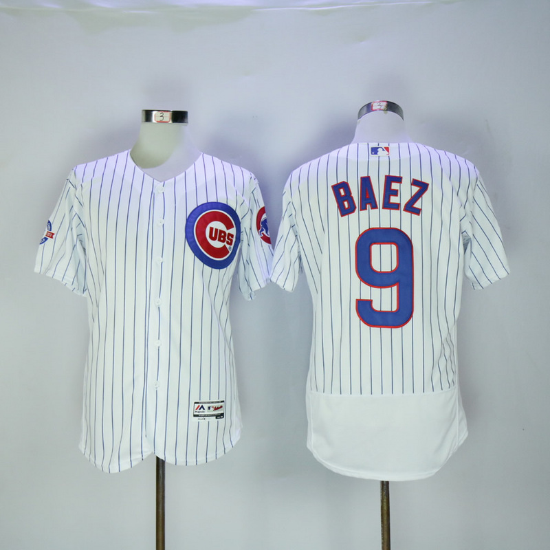 MLB Chicago Cubs #9 Baez White Elite Jersey