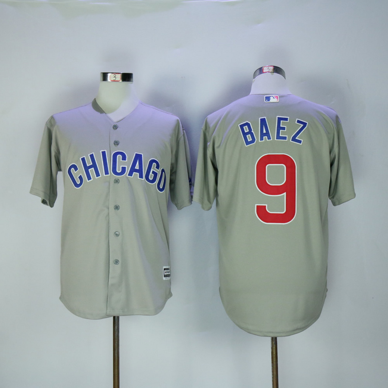 MLB Chicago Cubs #9 Baez Grey Game Jersey