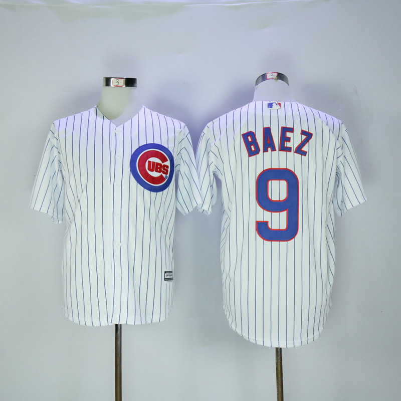 MLB Chicago Cubs #9 Baez White Game Jersey