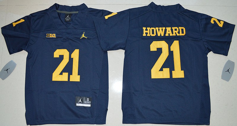 NCAA Jordan Brand Michigan Wolverines #21 Desmond Howard Blue Youth Jersey 