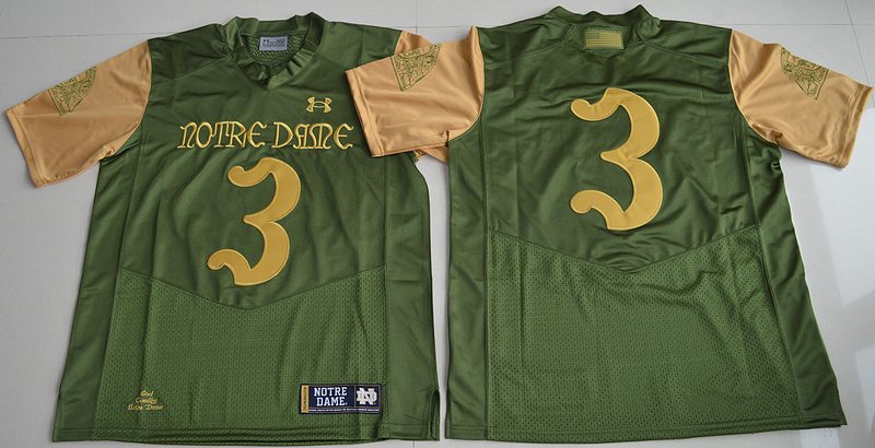 NCAA Notre Dame Fighting Irish Under Armour #3 Joe Montana Shamrock Premier Jersey Olive Green