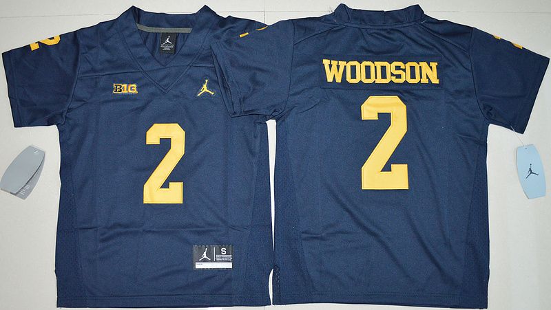 NCAA Jordan Brand Michigan Wolverines #2 Charles Woodson Youth Blue Jersey