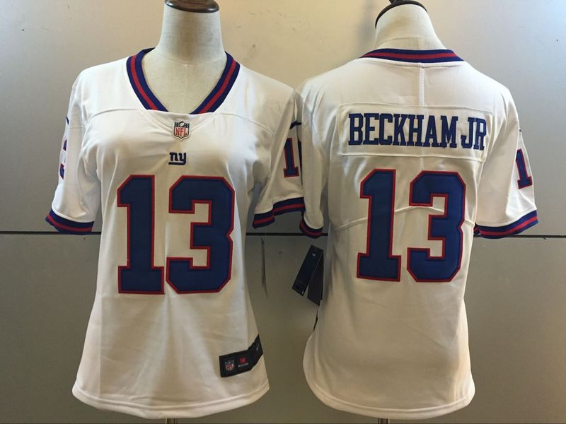NFL New York Giants #13 Beckham JR White Color Rush Women Jersey
