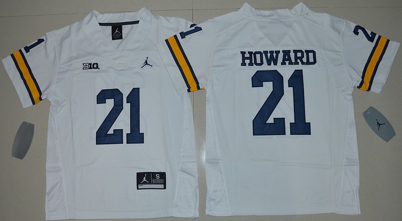 NCAA Jordan Brand Michigan Wolverines #21 Desmond Howard White Youth Jersey 