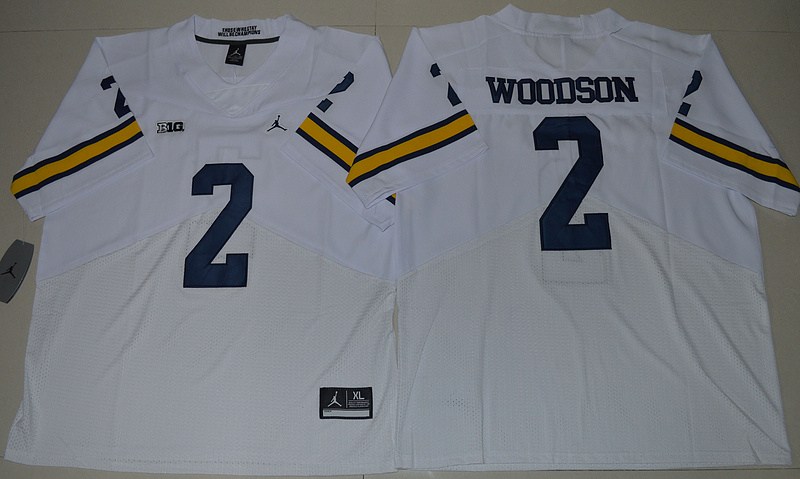 NCAA Jordan Brand Michigan Wolverines #2 Charles Woodson College Football Elite White Jersey 