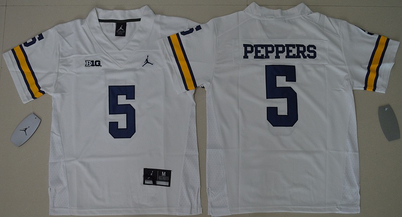 NCAA Jordan Brand Michigan Wolverines #5 Jabrill Peppers Limited White Youth Jersey