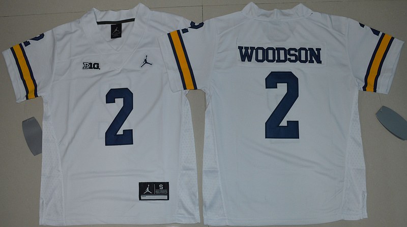 NCAA Jordan Brand Michigan Wolverines #2 Charles Woodson Youth White Jersey 
