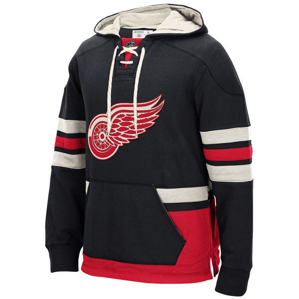 NHL Detroit Red Wings Black Custom Any Name Number Hoodie