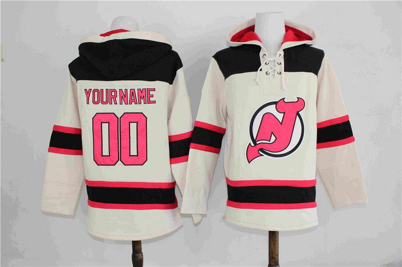NHL New Jersey Devils Cream Custom Any Name Number Hoodie