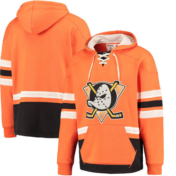 NHL Anaheim Ducks Orange Custom Any Name Number Hoodie