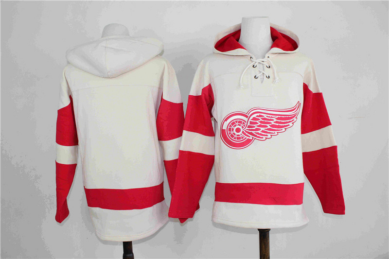 NHL Detroit Red Wings  White Custom Any Name Number Hoodie
