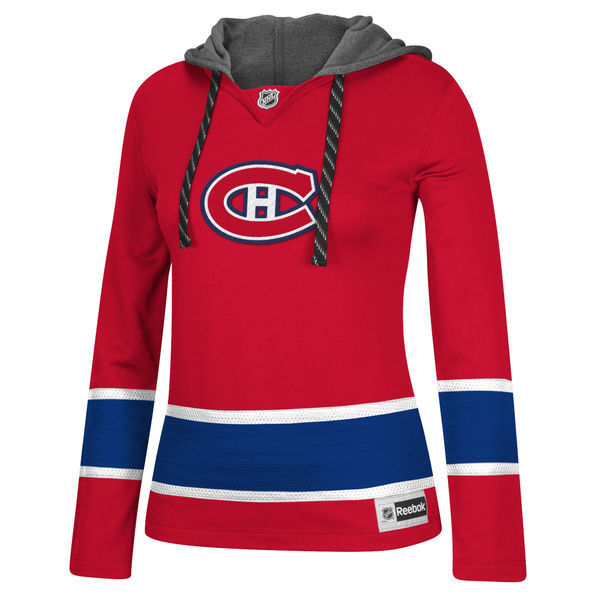 NHL Montreal Canadiens Red Women Custom Any Name Number Hoodie